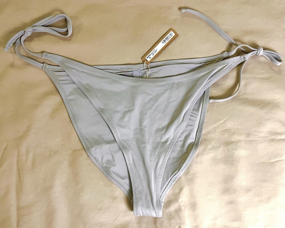Skims Women's 2X Recycled Swim Dipped Dippy Tie String Bikini Bottoms Chrome NEW